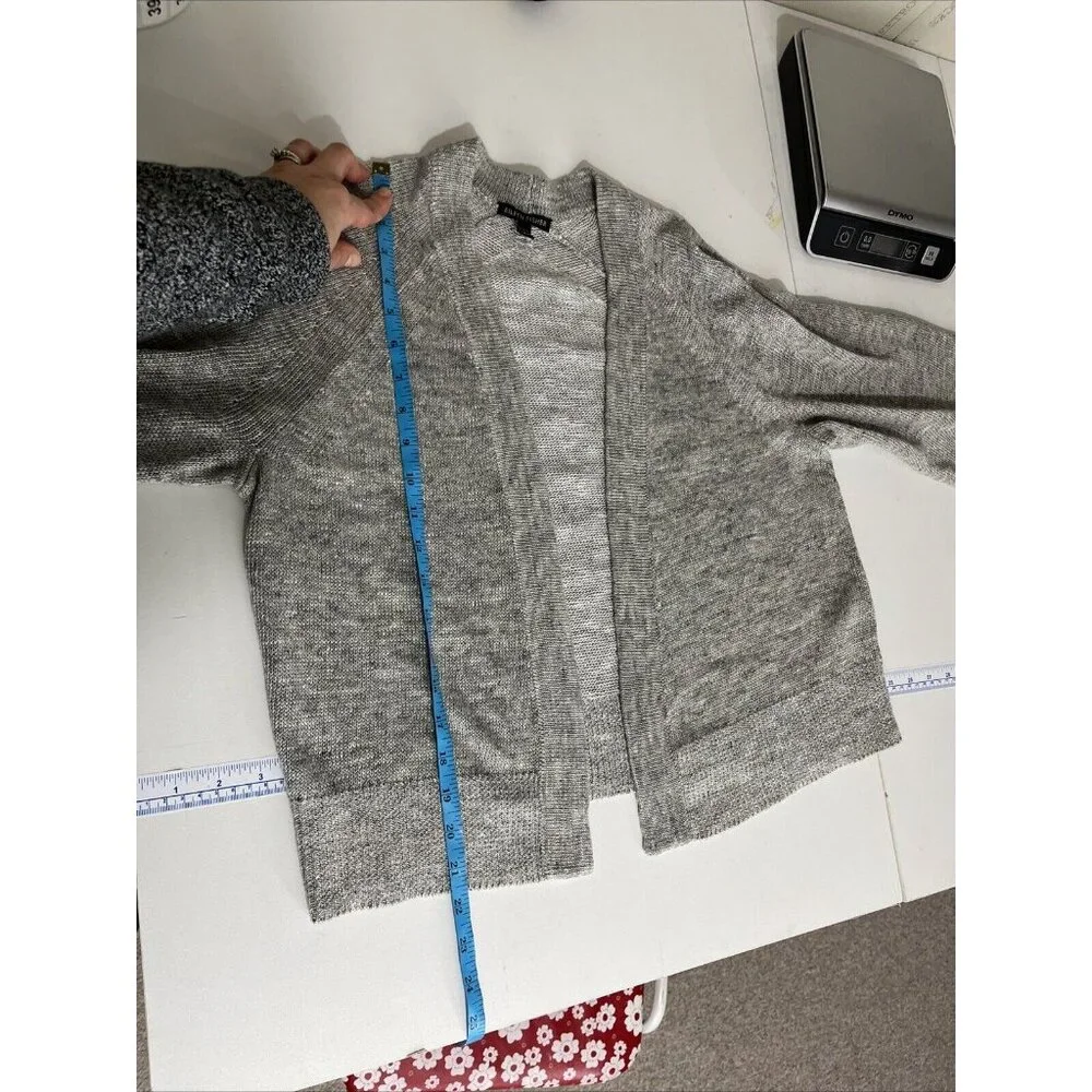 Eileen Fisher Grey-White Organic Linen & Cotton Open Front Cardi Womens Size S - Picture 7 of 7